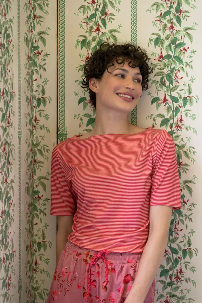 Pip Studio Tjessy triko s krátkým rukávem Sumo Stripe, červené