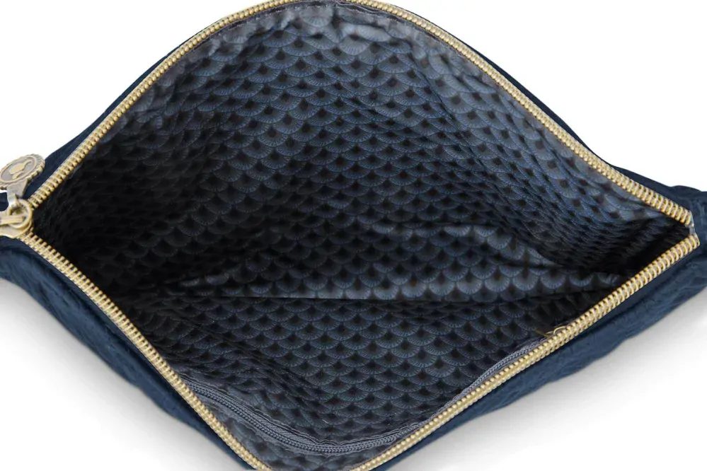 Pip Studio sametové Charly Velvet Quilted Days kosmetické pouzdro, modré