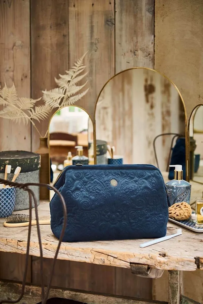 Pip Studio Cooper Velvet Quiltey Days kosmetická taška, modrá