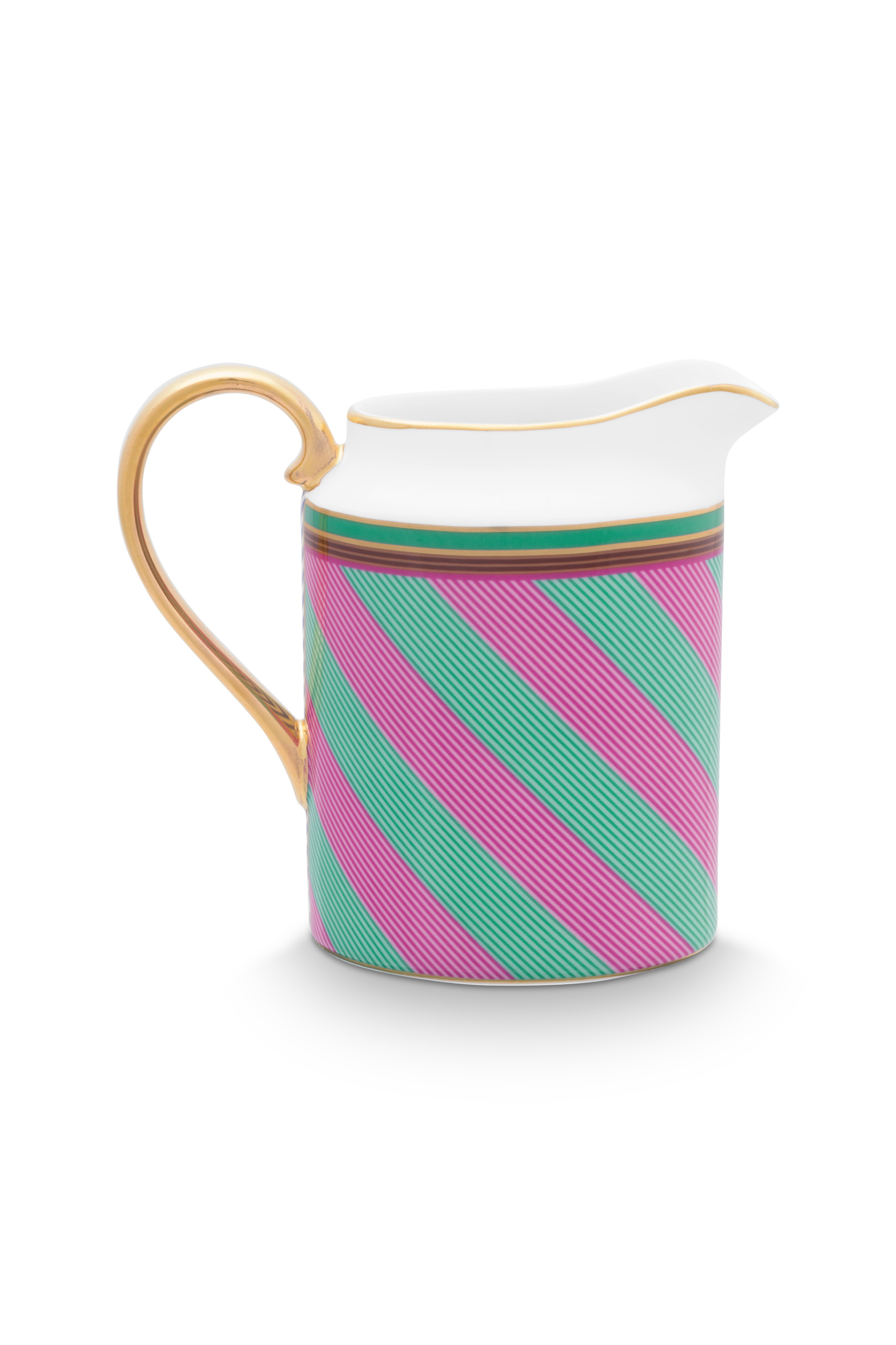 Pip Studio Pip Chique Stripes mlékovka 260ml, růžovo-zelená
