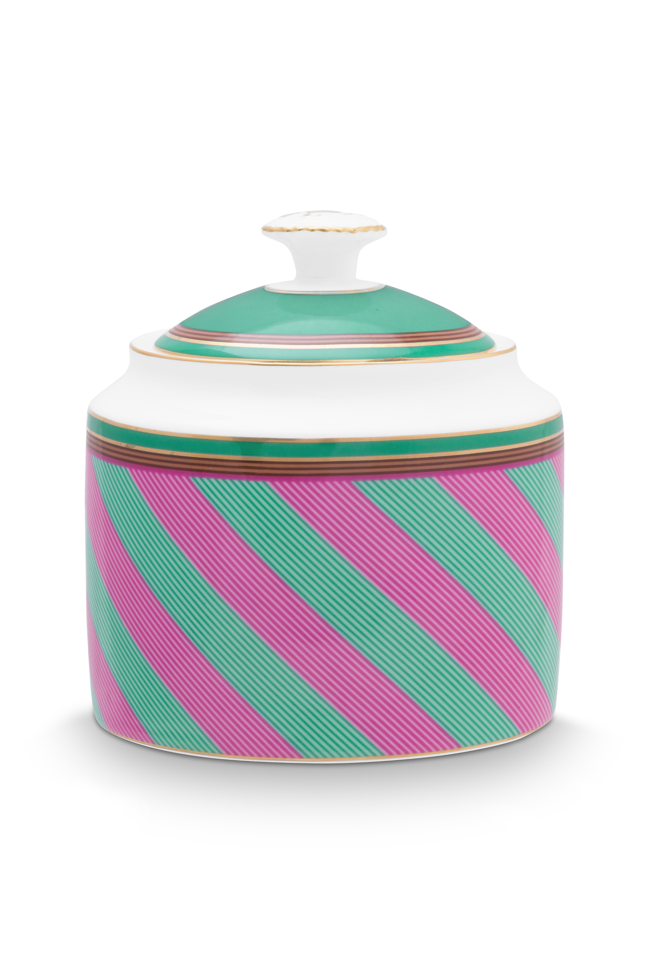 Pip Studio Pip Chique Stripes cukřenka 550ml, růžovo-zelená