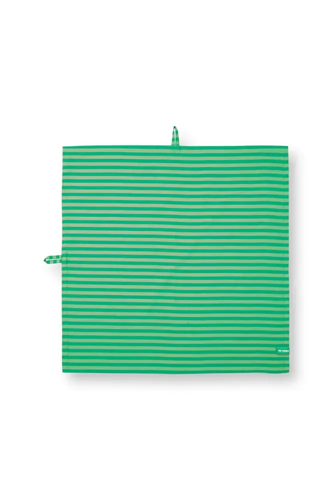 Pip Studio Stripes Green set 2ks látkových útěrek 65x65cm, zelený