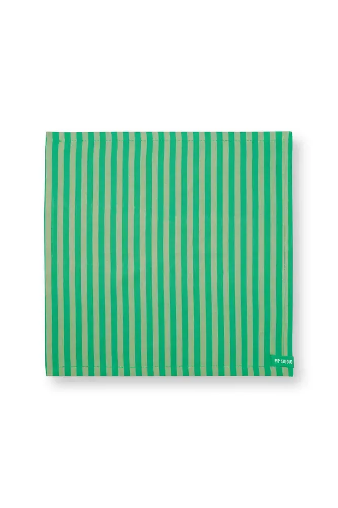 Pip Studio Stripes Green set 4ks látkových ubrousků 40x40cm, zelený