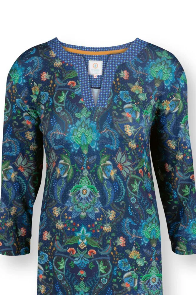 Pip Studio noční košile s 3/4 rukávem Kyoto Festival, modrá