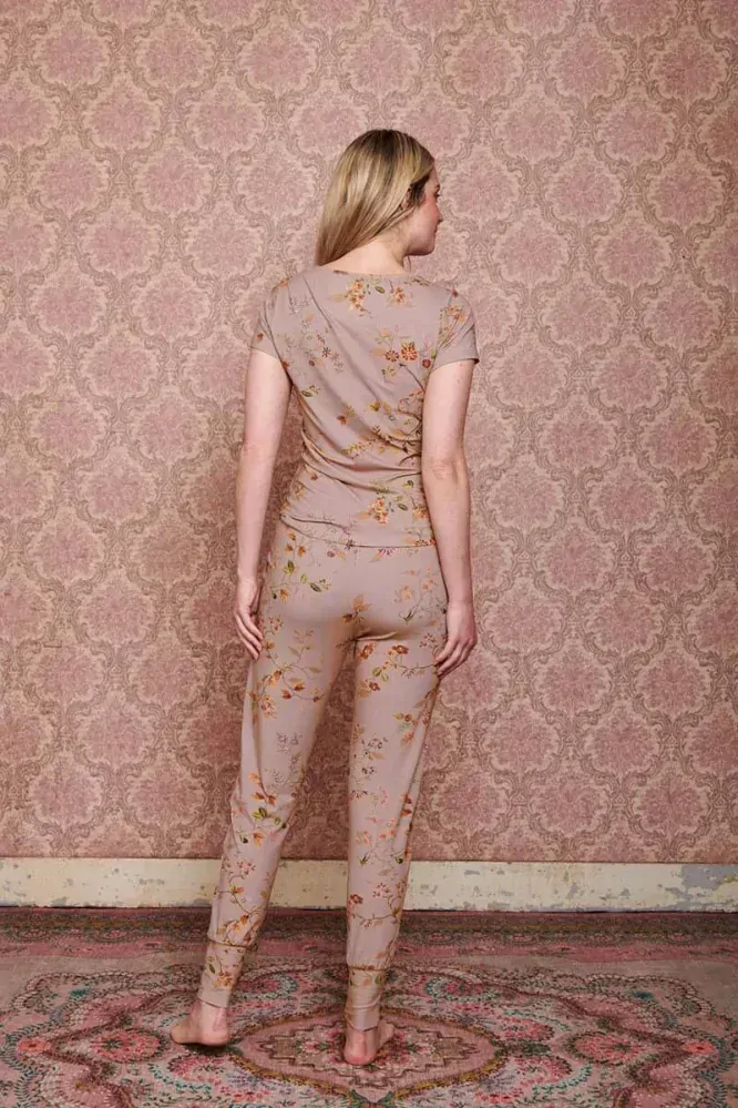 Pip Studio Bobien dlouhé kalhoty Kawai Flower Light Pink, růžové