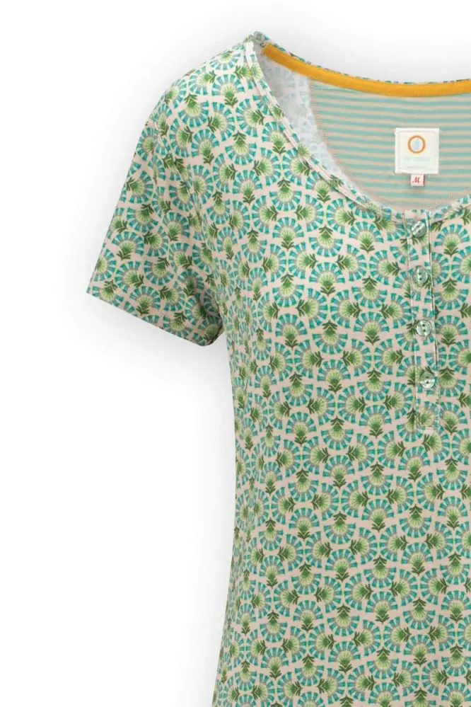 Pip Studio Daisy noční košile s krátkým rukávem Verano, zelená