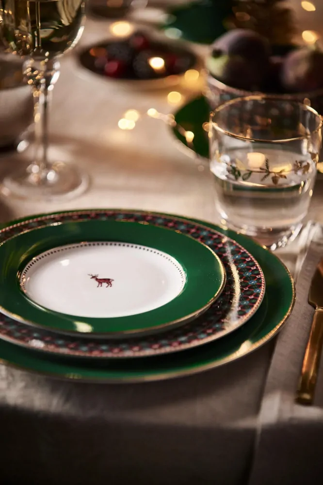 Pip Studio Love Birds talíř Ø21cm,tmavě zelený