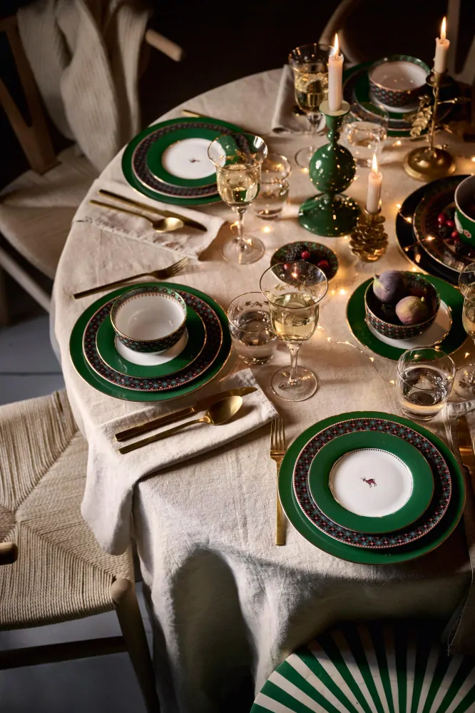 Pip Studio Love Birds talíř Ø26,5cm, tmavě zelený