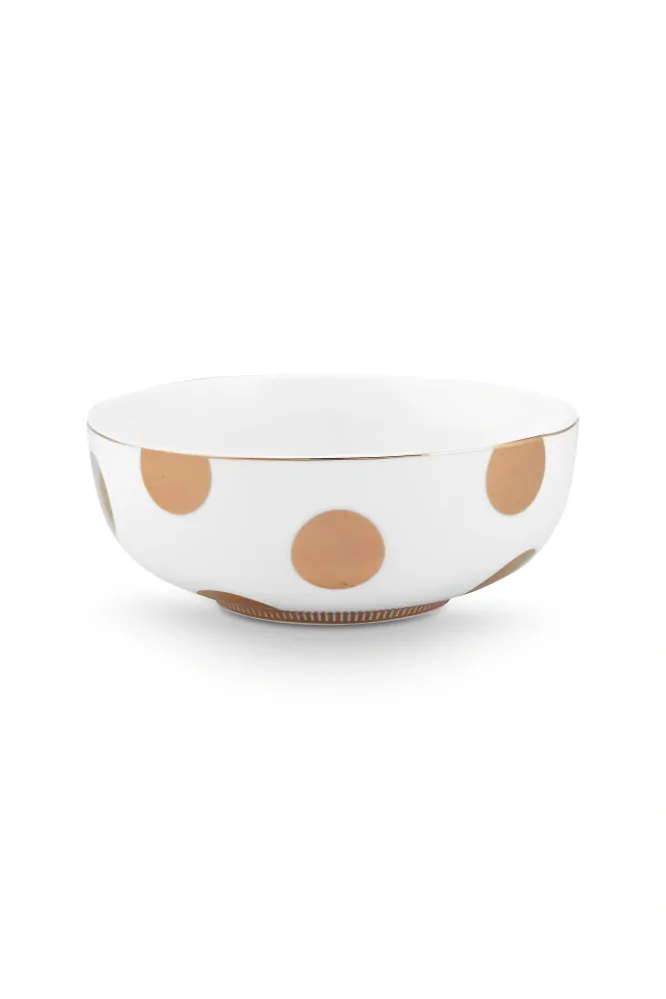 Pip Studio Dot Delight miska Ø15cm, bílo-zlatá