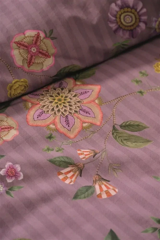 Pip Studio perkálové povlečení Flores Bailando lila 140x200 + 70x90 cm