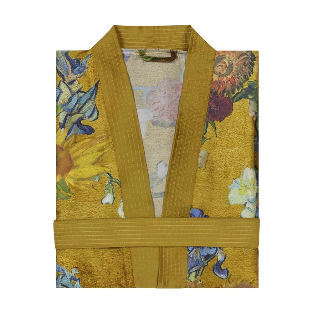 Van Gogh saténové kimono Partout des Fleurs Gold z lyocellu