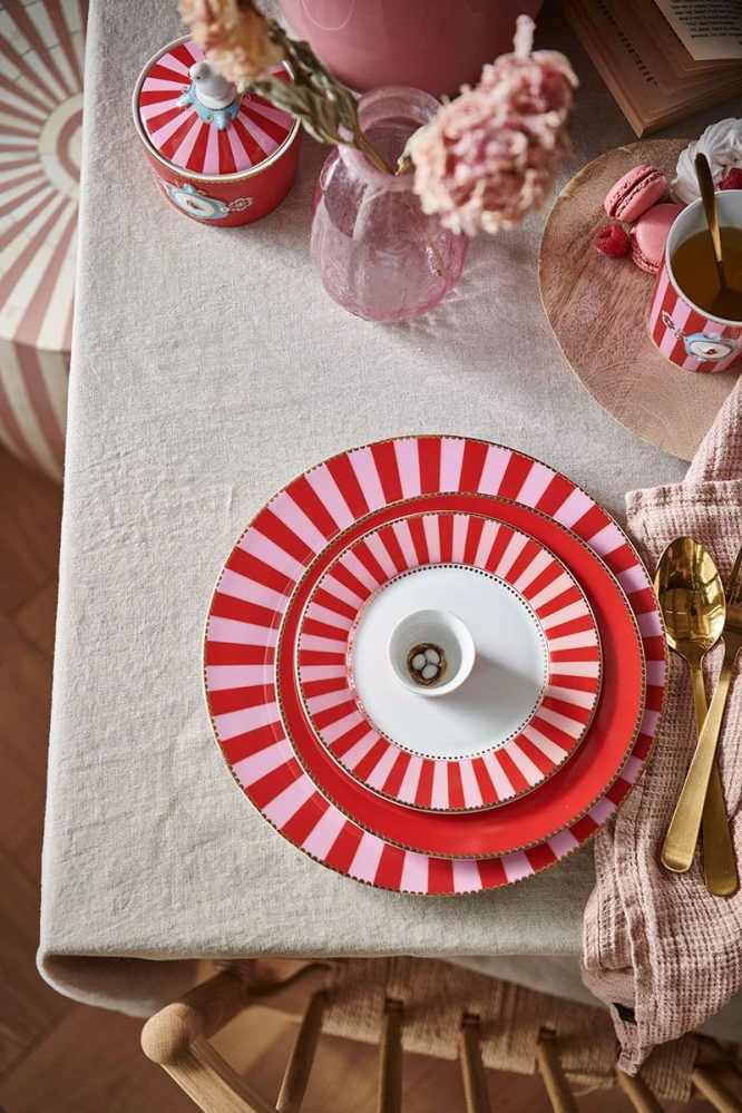 Pip Studio Love Birds stripes kalíšek na vajíčko, červeno-růžový