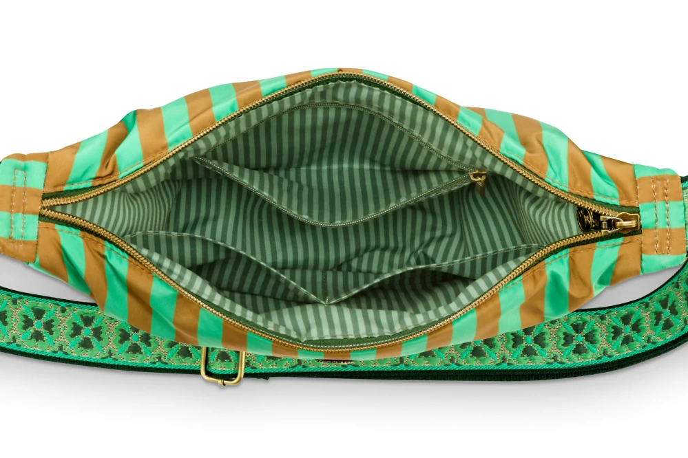 Pip Studio Freya Half Moon Cross Body Stripe kabelka, zelená