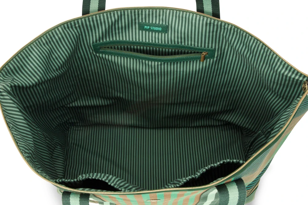 Pip Studio Tilda Stripe Plážová taška, zelená s pruhy