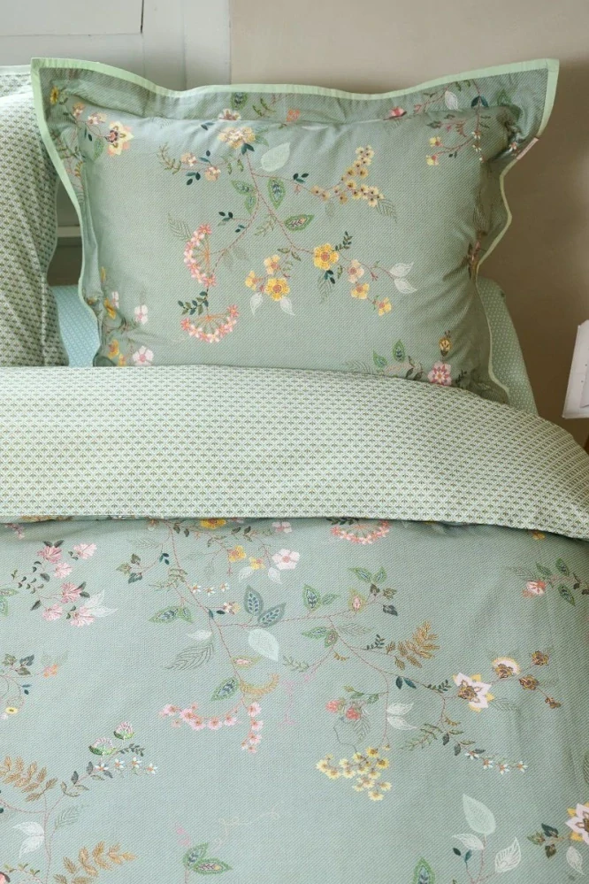 Pip Studio perkálové povlečení Kili Flower zelené 140x200 + 70x90 cm