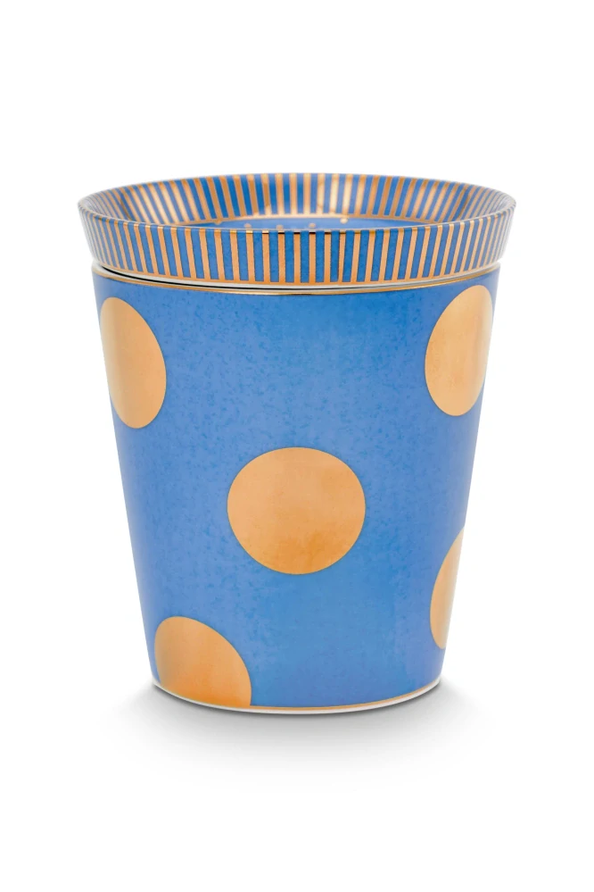 Pip Studio Dot Delight Light Blue-Gold hrnek bez ucha s odkládacím táckem 290ml, modro-zlatý