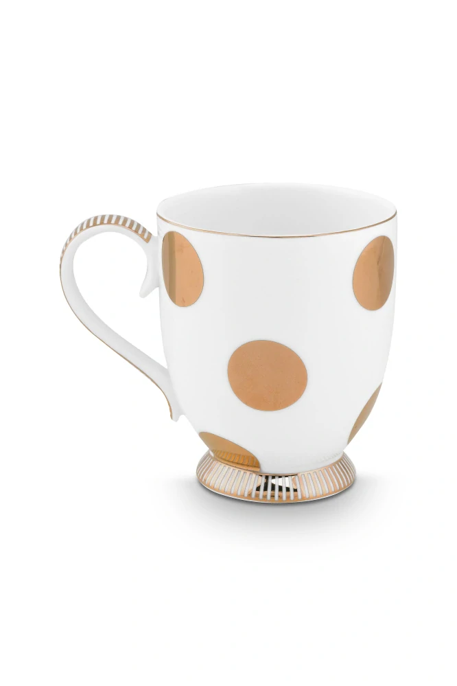 Pip Studio Dot Delight White - Gold sada 2ks hrnků 380ml, bílo-zlatá