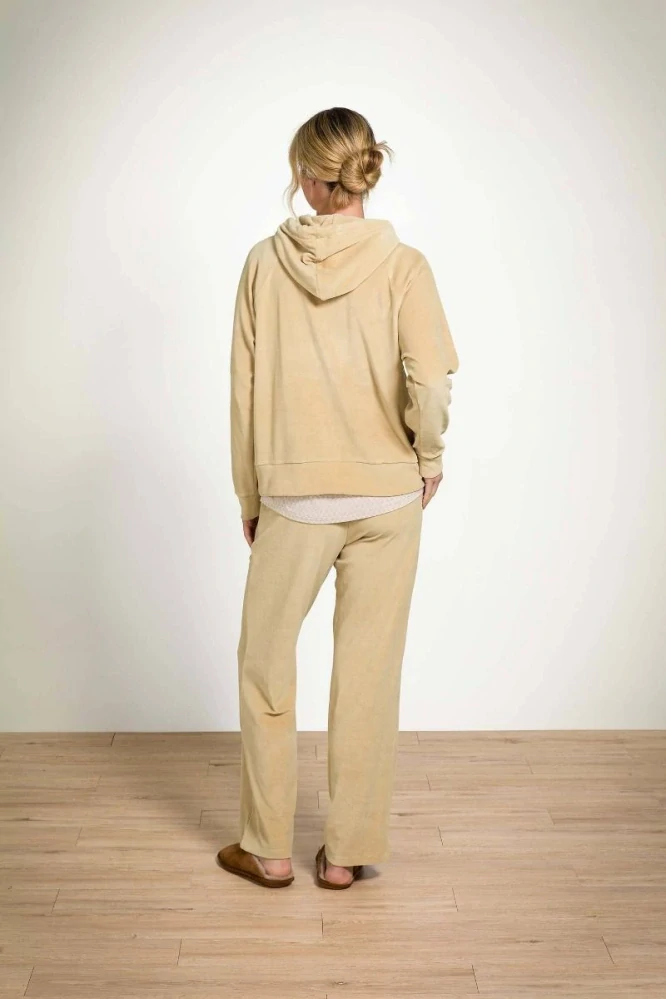 Pip Studio Tamari sametová mikina s kapucí, béžová