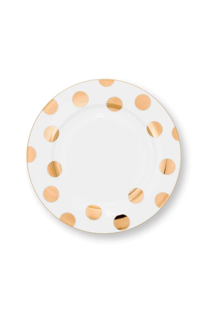 Pip Studio Dot Delight sada 2 ks talířů Ø26,5 cm, bílo-zlatý