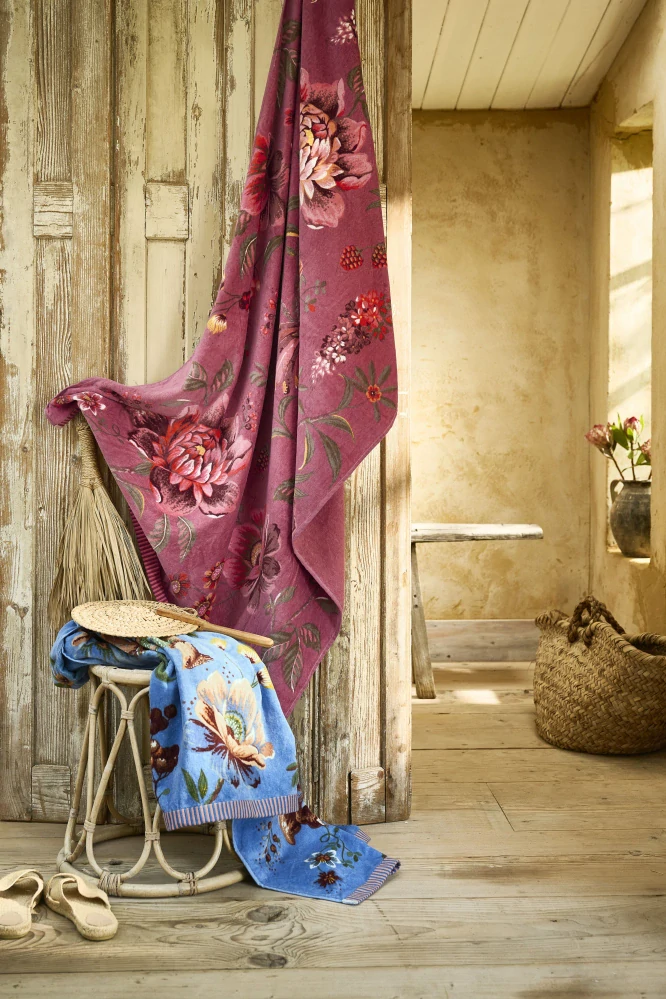 Pip Studio Secret Garden bavlněná froté plážová osuška modrá 100x180 cm