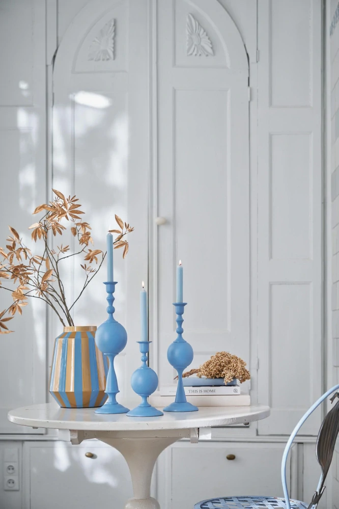 Pip Studio kovový svícen velký, světle modrý