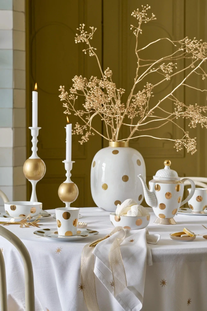 Pip Studio kovový svícen velký, bílo-zlatý