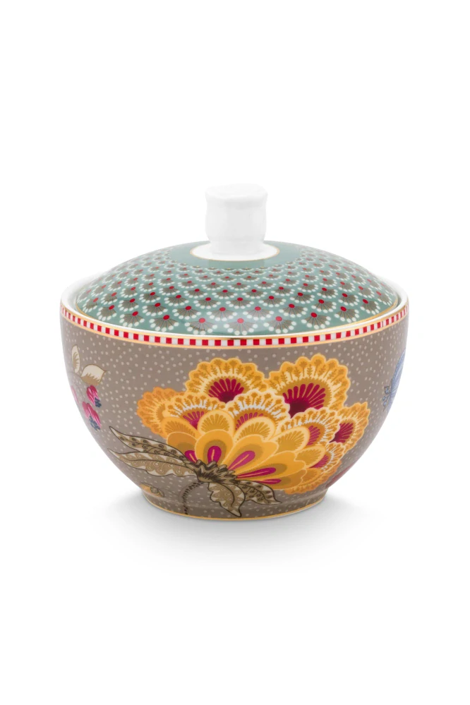 Pip Studio Blooming Tales cukřenka 300ml, modrá-khaki