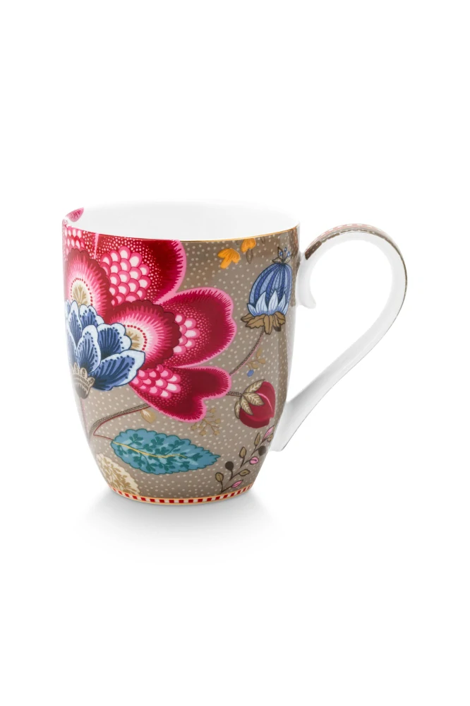 Pip Studio Blooming Tales sada 2ks XL hrnků 440 ml, khaki