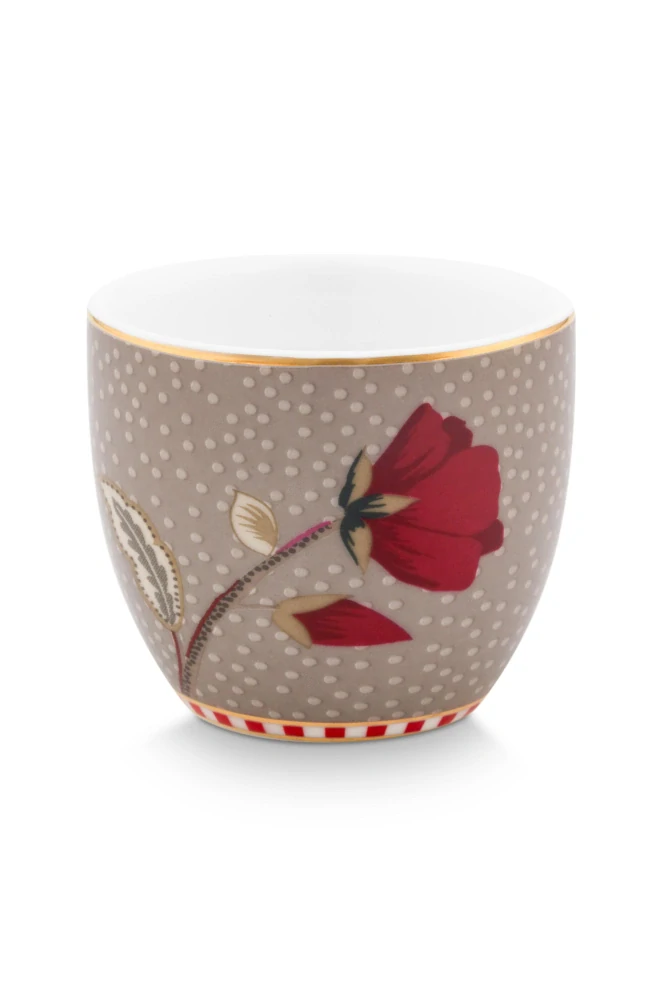 Pip Studio Blooming Tales sada 4 ks porcelánových kalíšků, khaki