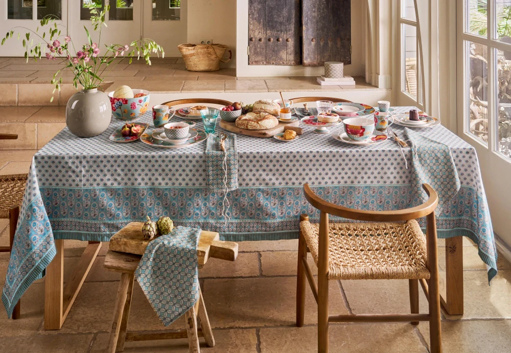 Pip Studio Blooming Tales sada 2 ks bavlněných utěrek, modrá-khaki