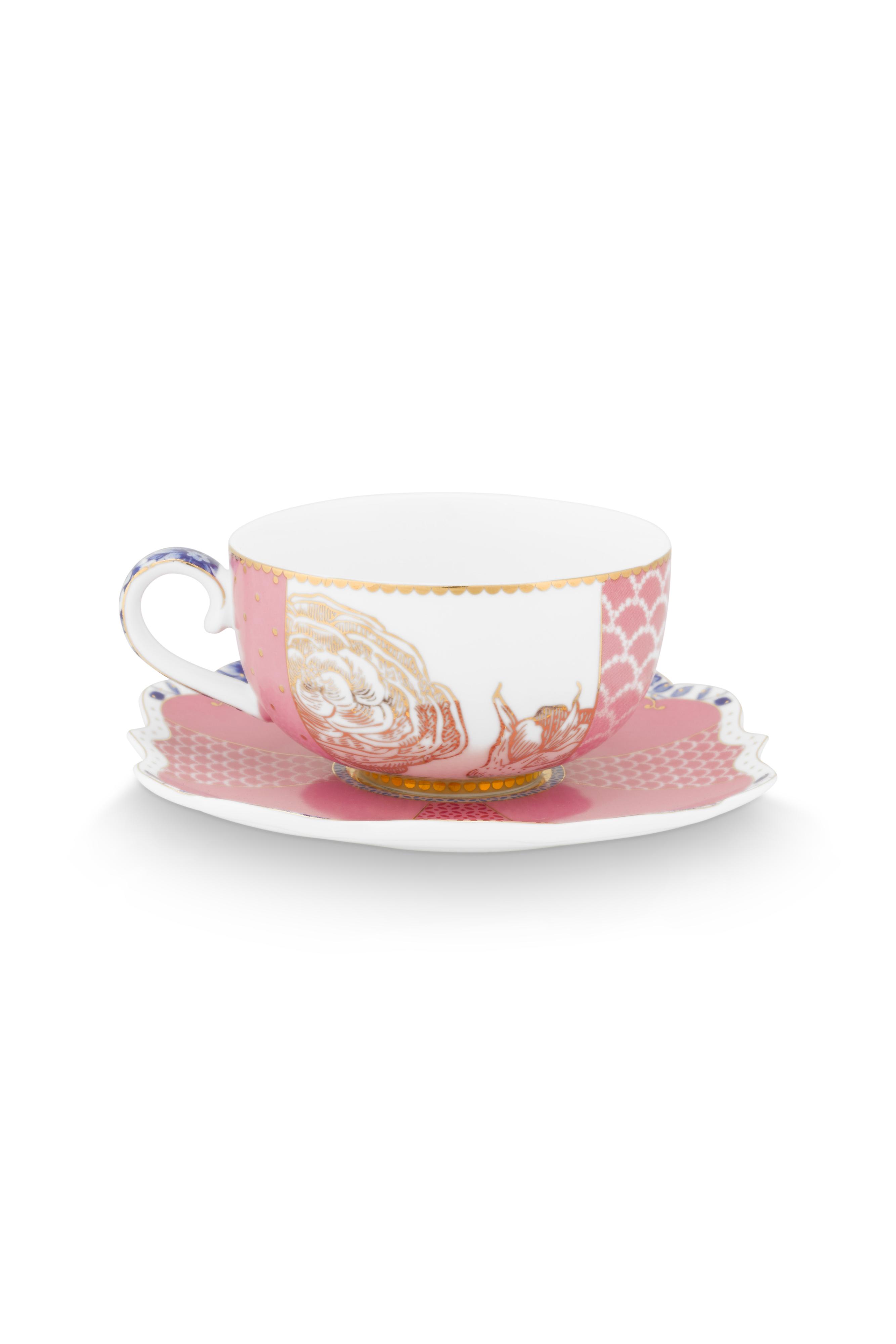 Pip Studio Royal Multi sada 2 ks espresso šáleků s podšálky 100ml, růžová