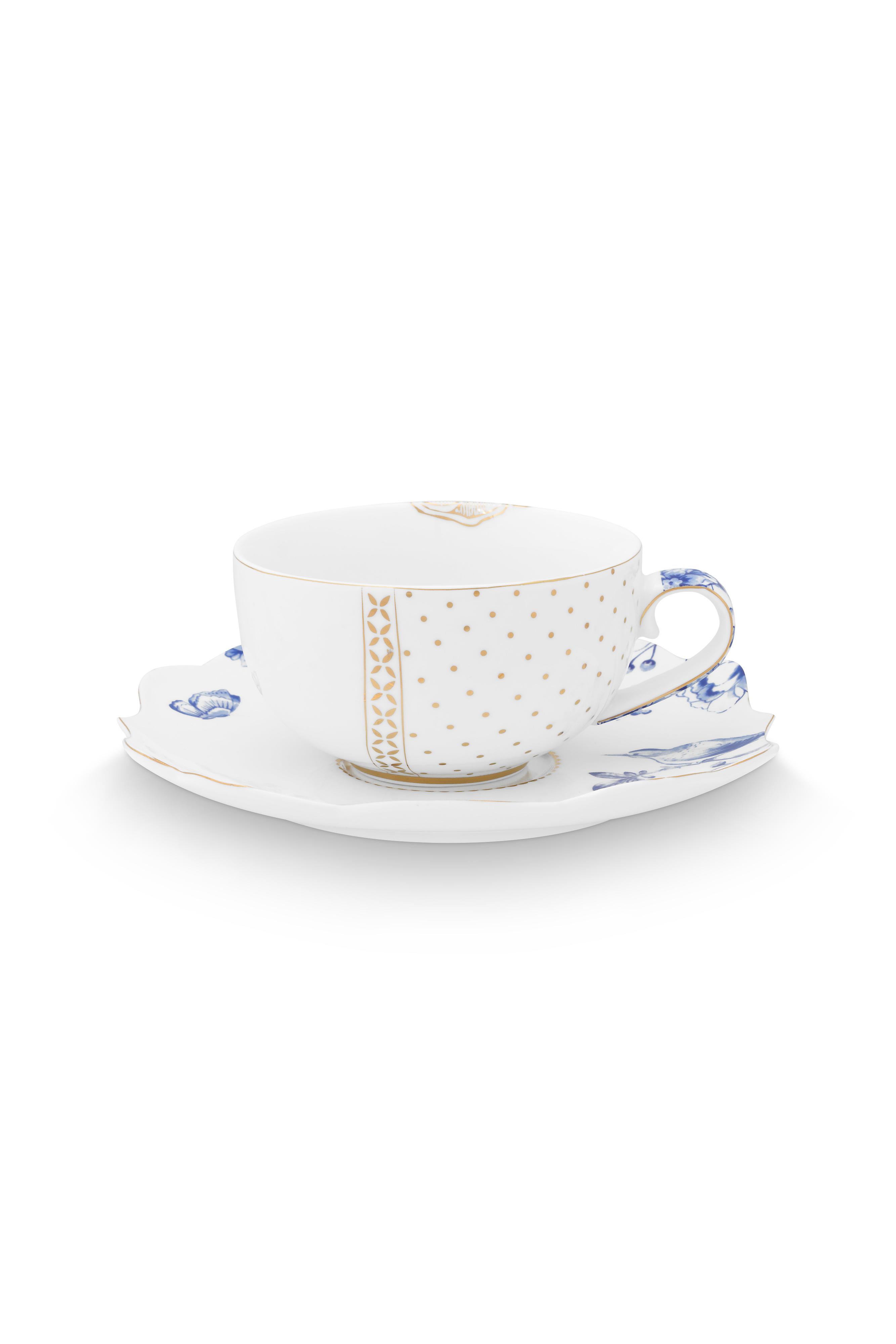 Pip Studio Royal White sada 2 ks cappuccino šálků s podšálky 210ml, bílá