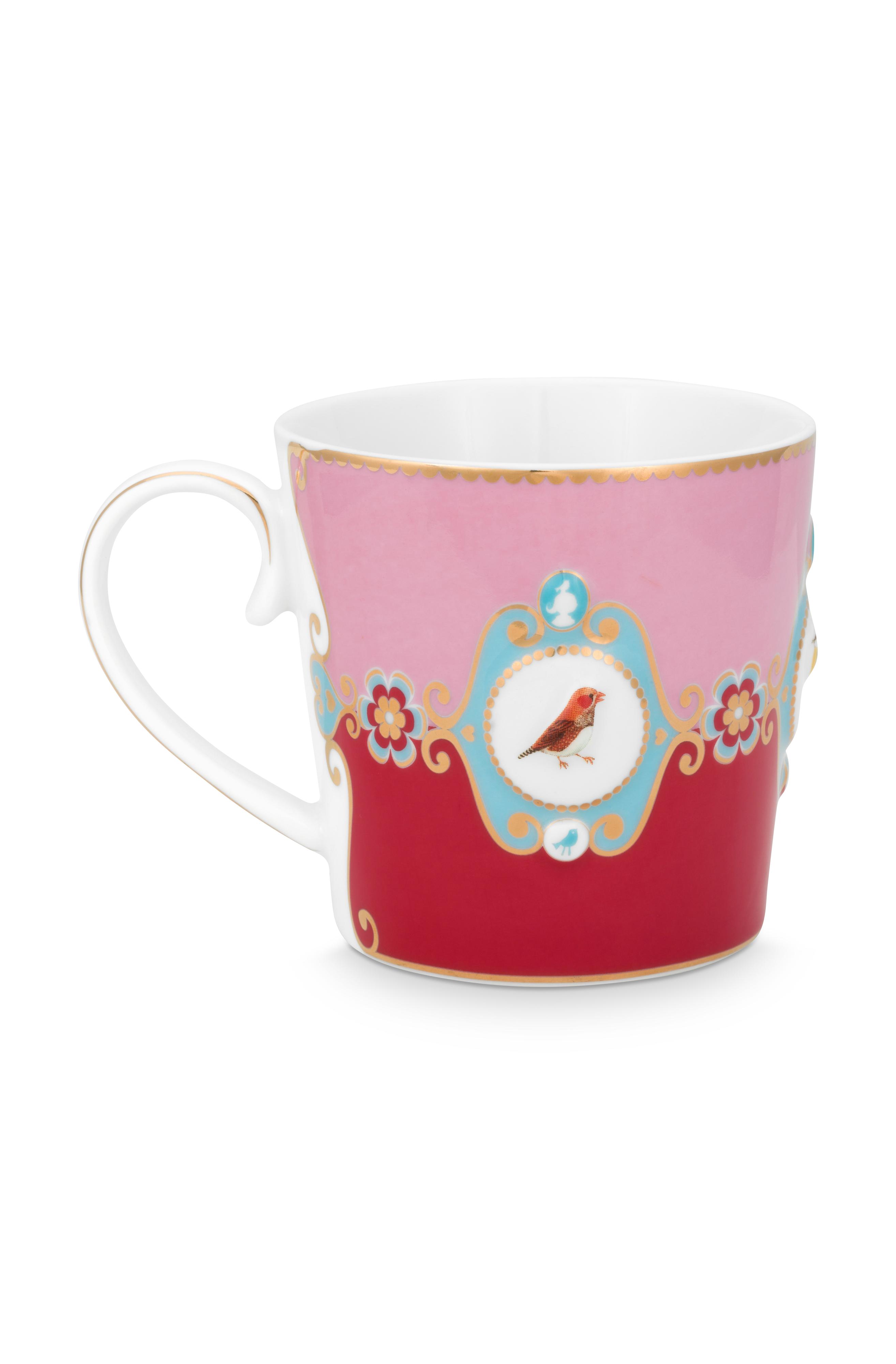 Pip Studio Love Birds sada na čaj pro jednoho 225 ml, červeno-růžová