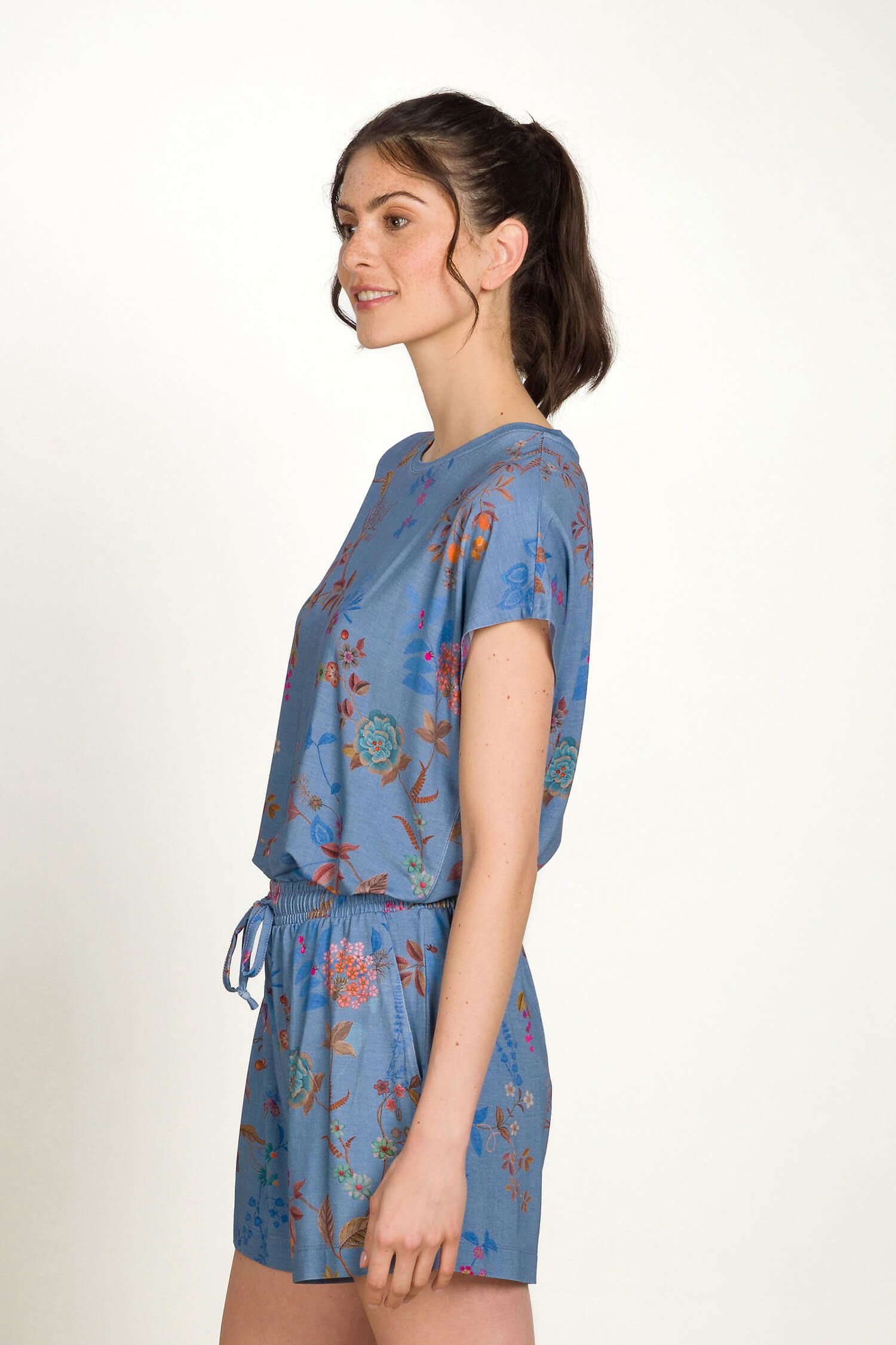 Pip Studio Tatum triko s krátkým rukávem Bodhi Flower, modré