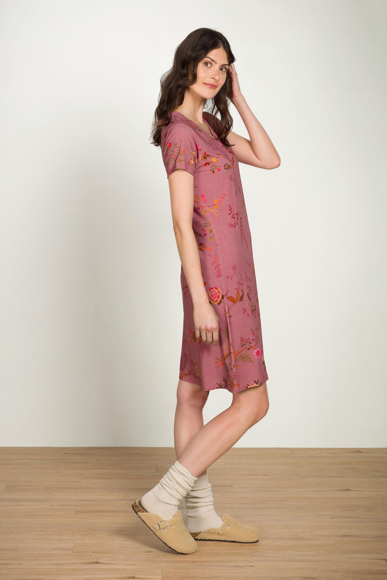 Pip Studio Djoy noční košile Bodhi Flower, tmavě růžová