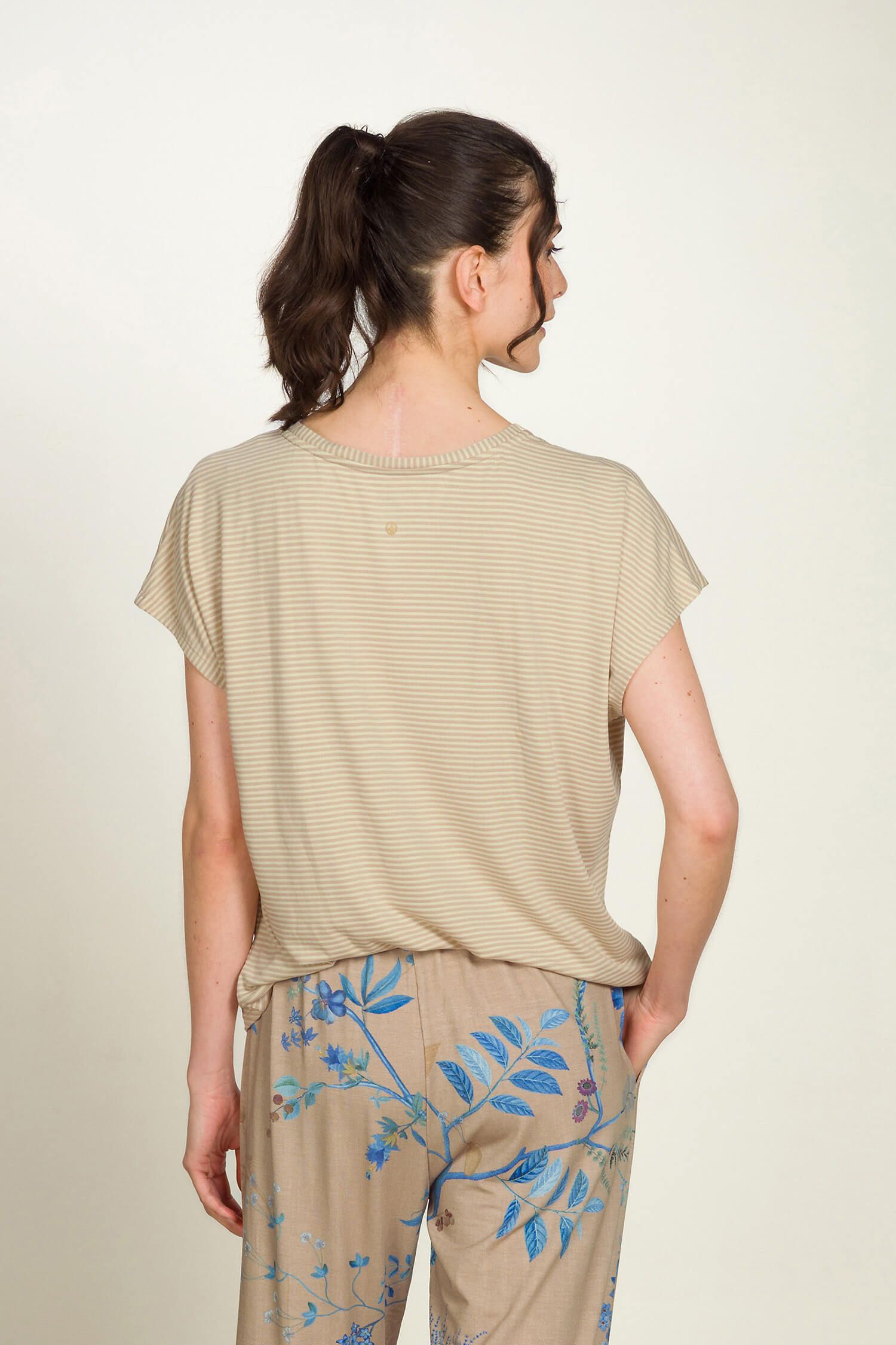 Pip Studio Tatum triko s krátkým rukávem Little Sumo Stripe, pískové