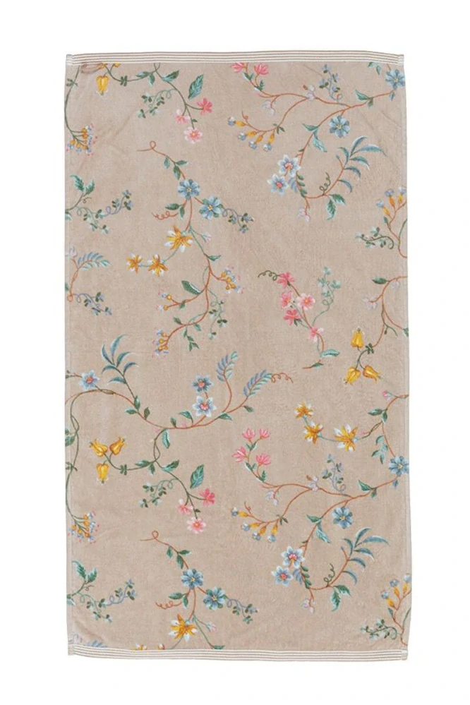 Pip Studio Les Fleurs bavlněná froté osuška khaki 70x140 cm