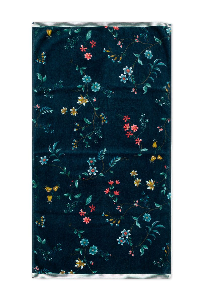 Pip Studio Les Fleurs bavlněný froté ručník tmavě modrý 55x100 cm