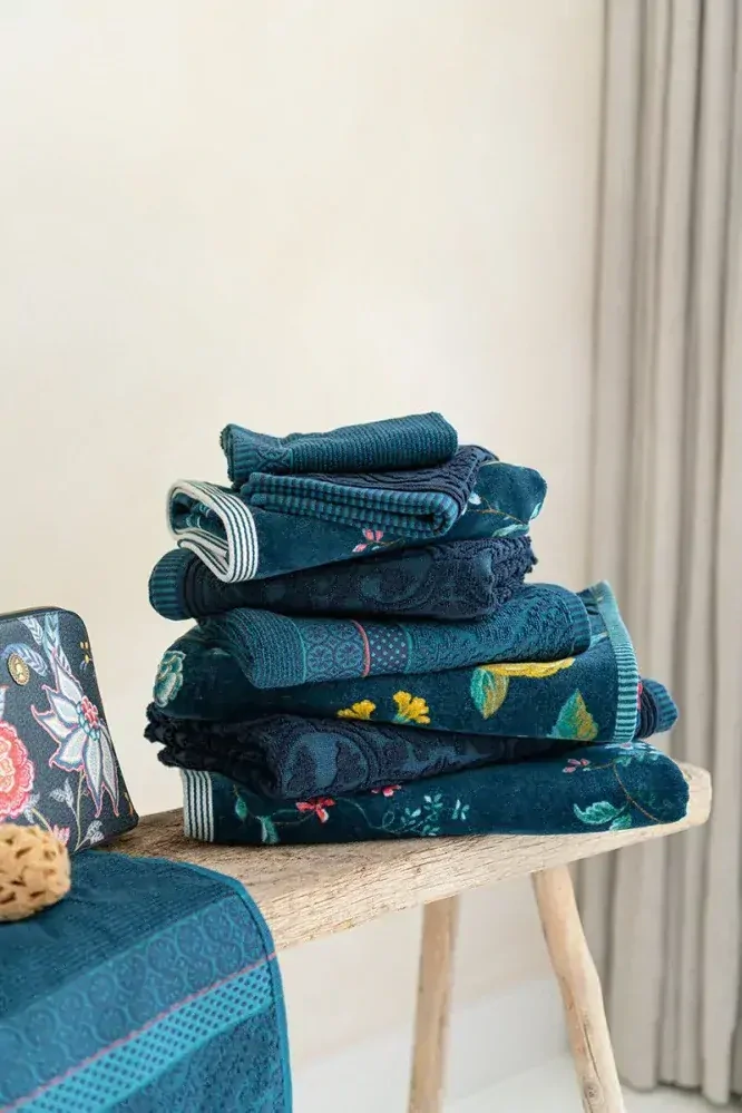 Pip Studio ručníky z bavlněného froté Soft Zellige, tmavě modré