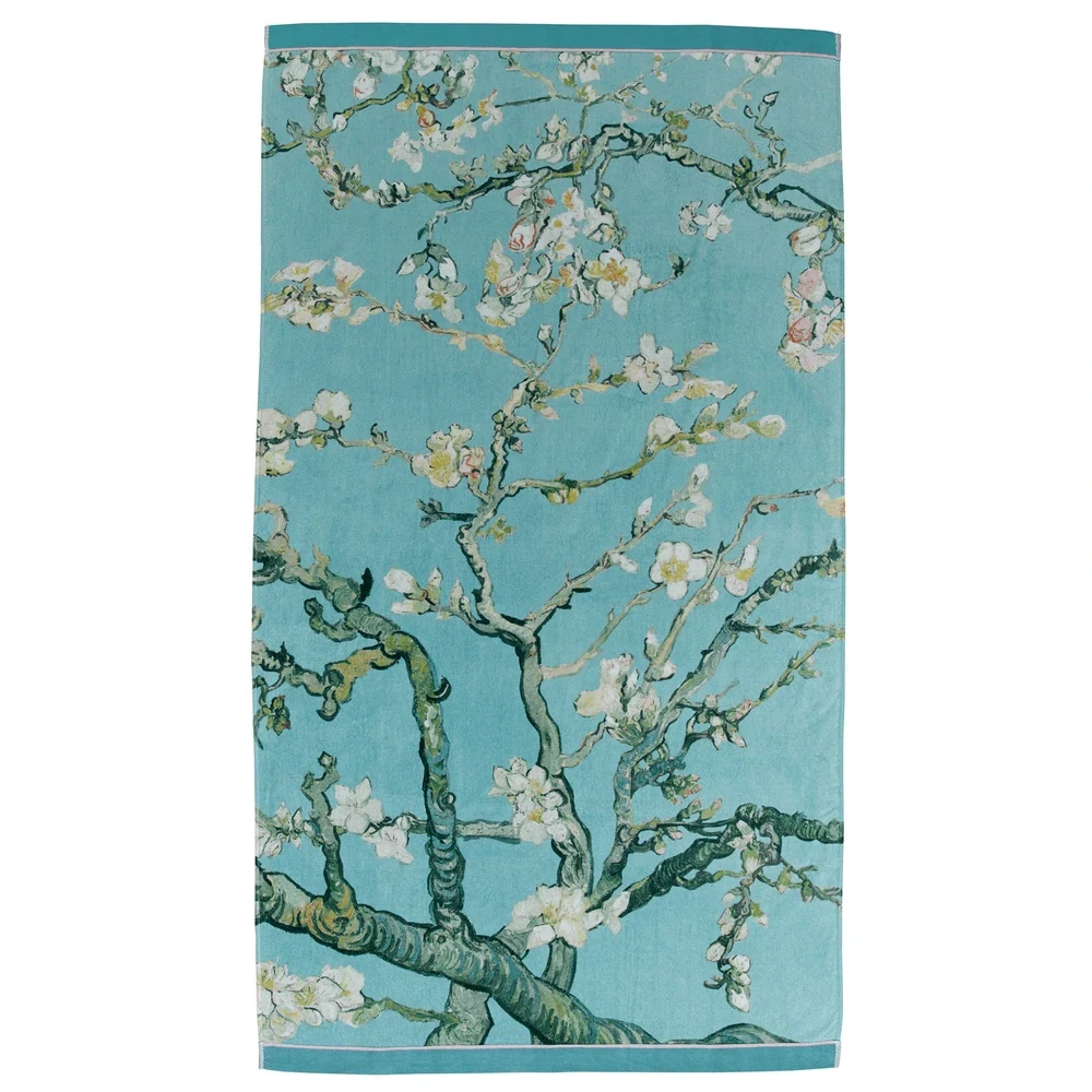 BH Van Gogh ručník na vlasy z bavlněného froté Mandlové květy modrý 55x100 cm