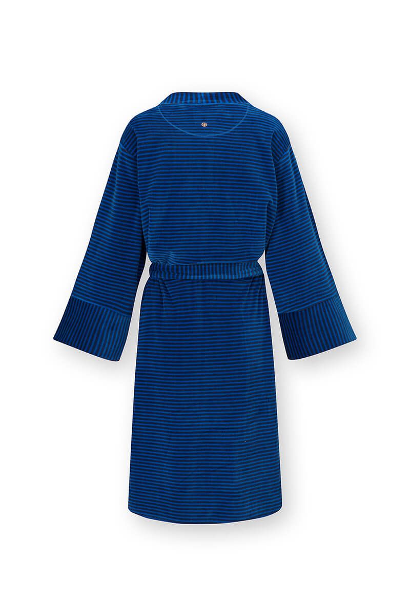 Pip Studio Naomi Kimono Velvet Little Sumo Stripe, tmavě modré