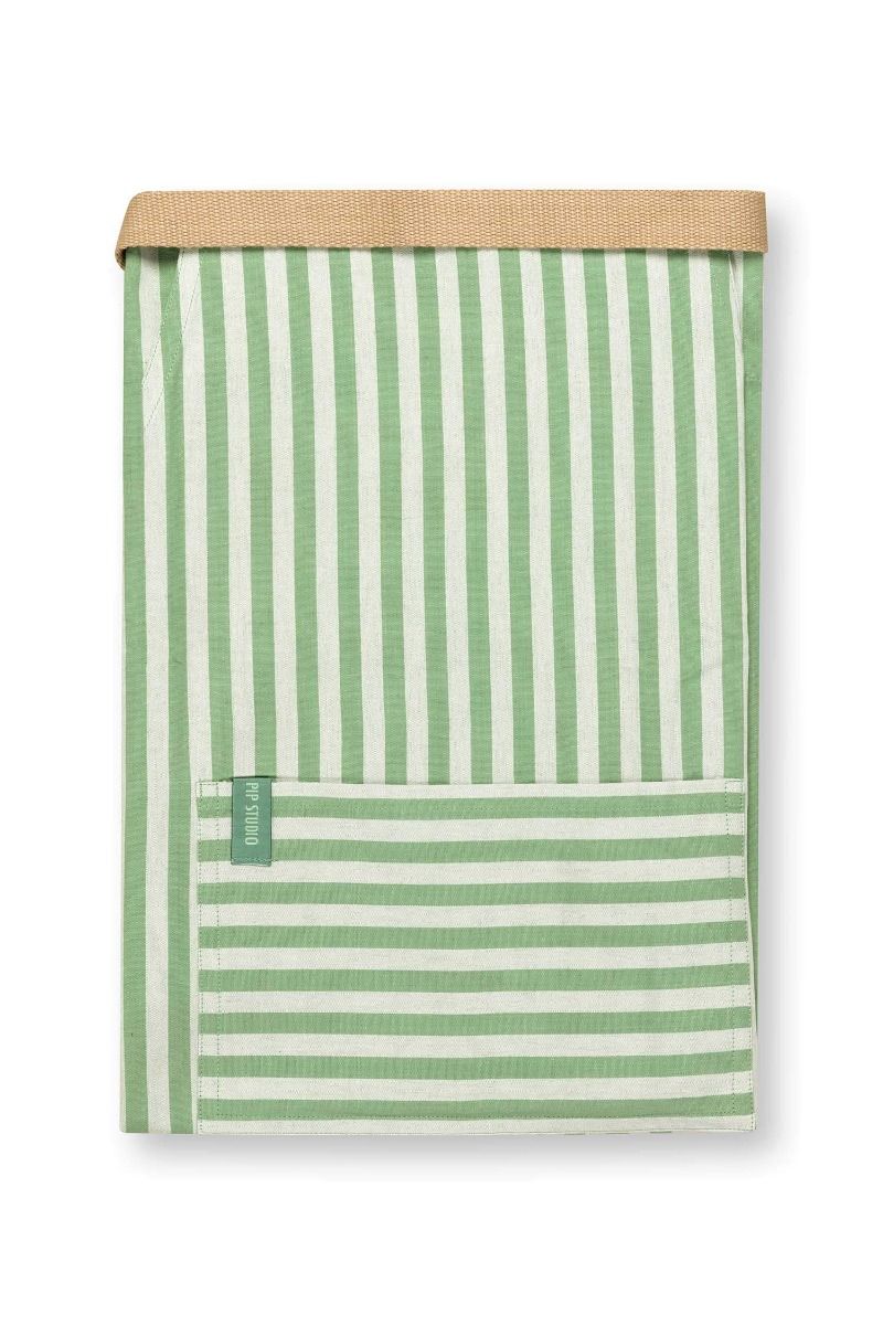 Pip Studio Apron Stripes kuchyňská zástěra - světle zelená