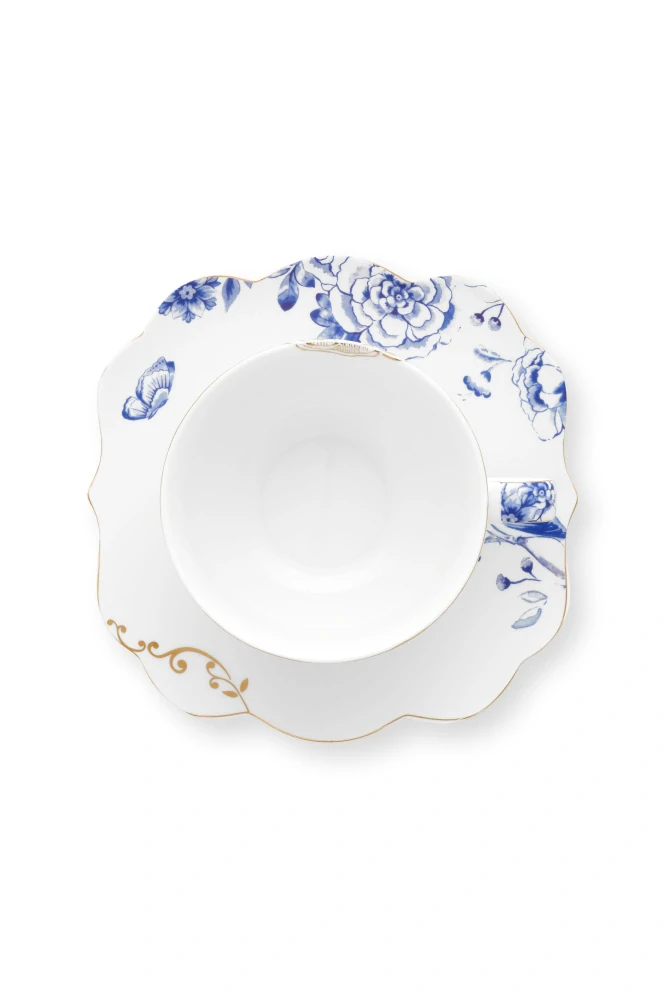 Pip Studio Royal White cappuccino šálek s podšálkem 210ml, bílý