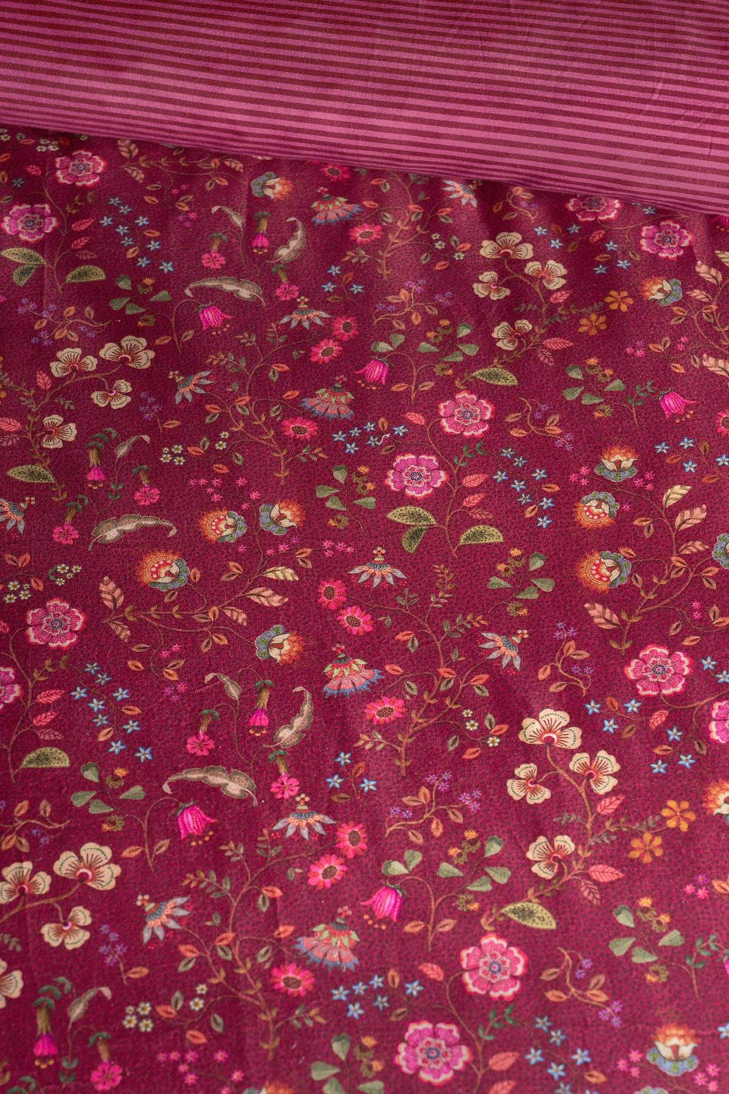 Pip Studio povlečení z broušeného kepru Flora Bangalore 200 x 200 cm - tmavě růžové