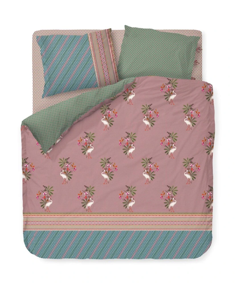 Pip Studio perkálové povlečení My Heron růžovo modré 200x200 + 2x 70x90 cm 