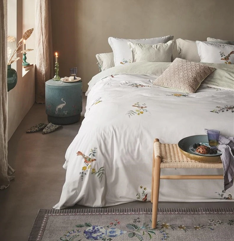 Pip Studio pérkálové povlečení Little Birds bílé 200x200 + 2x 70x90 cm