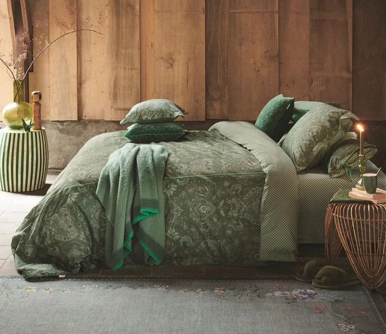 Pip Studio perkálové povlečení Kyoto Nights zelené 200x200 + 2x 70x90 cm