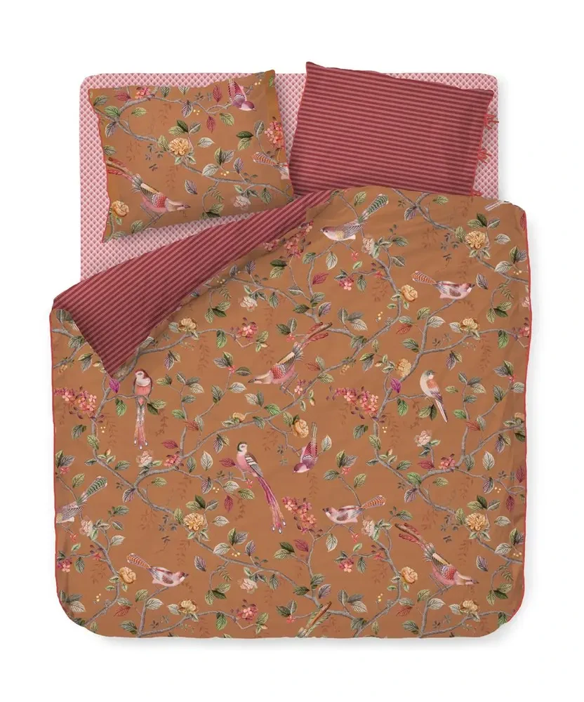 Pip Studio perkálové povlečení Good Nightingale okrové 200x200+2x 70x90 cm