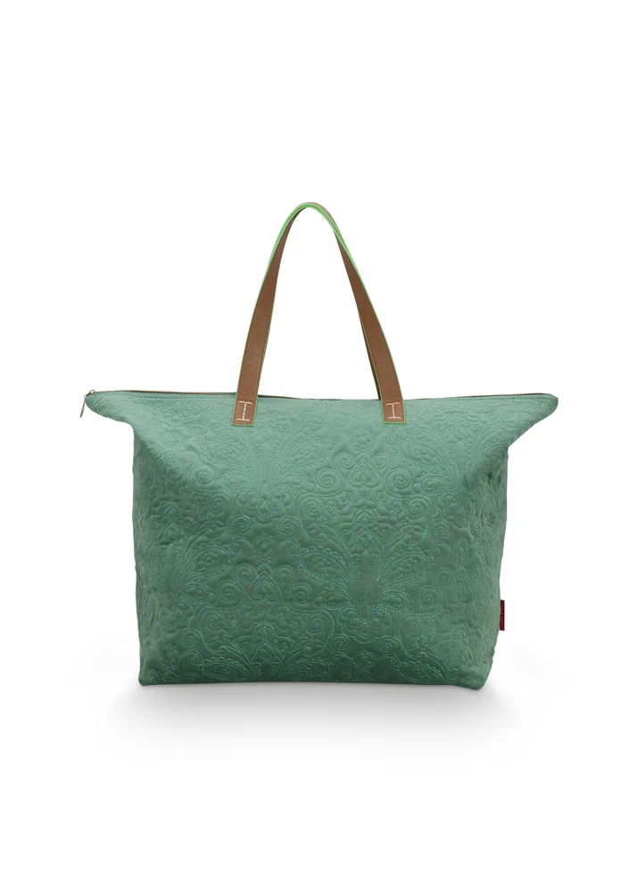 Pip Studio sametová plážová taška Quiltey Days, zelená