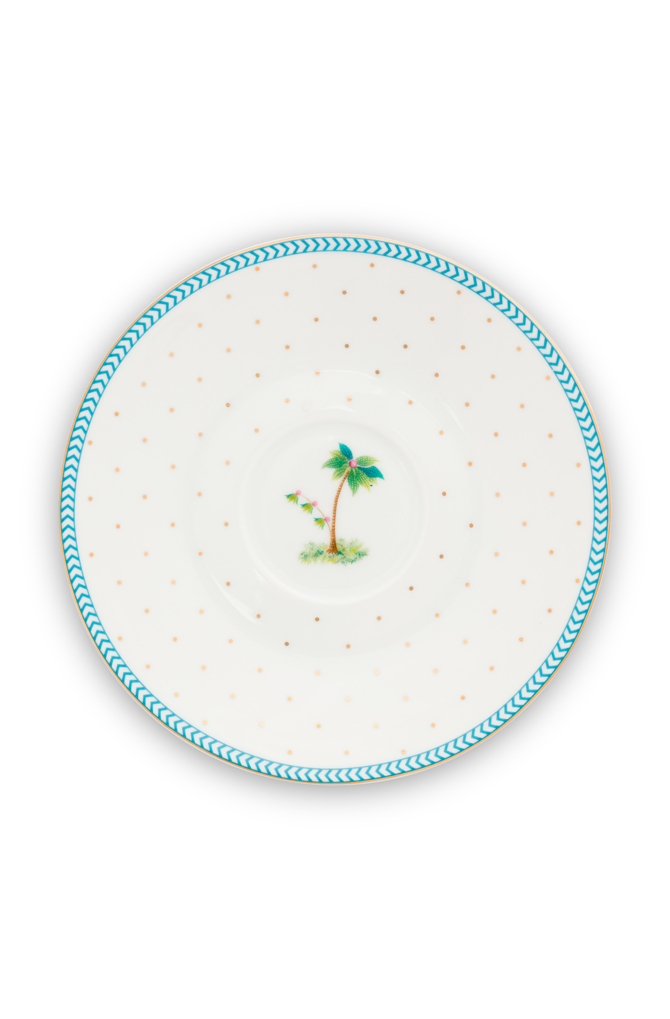 Pip Studio Jolie Dots Gold espresso hrneček s talířkem 120ml, bílý